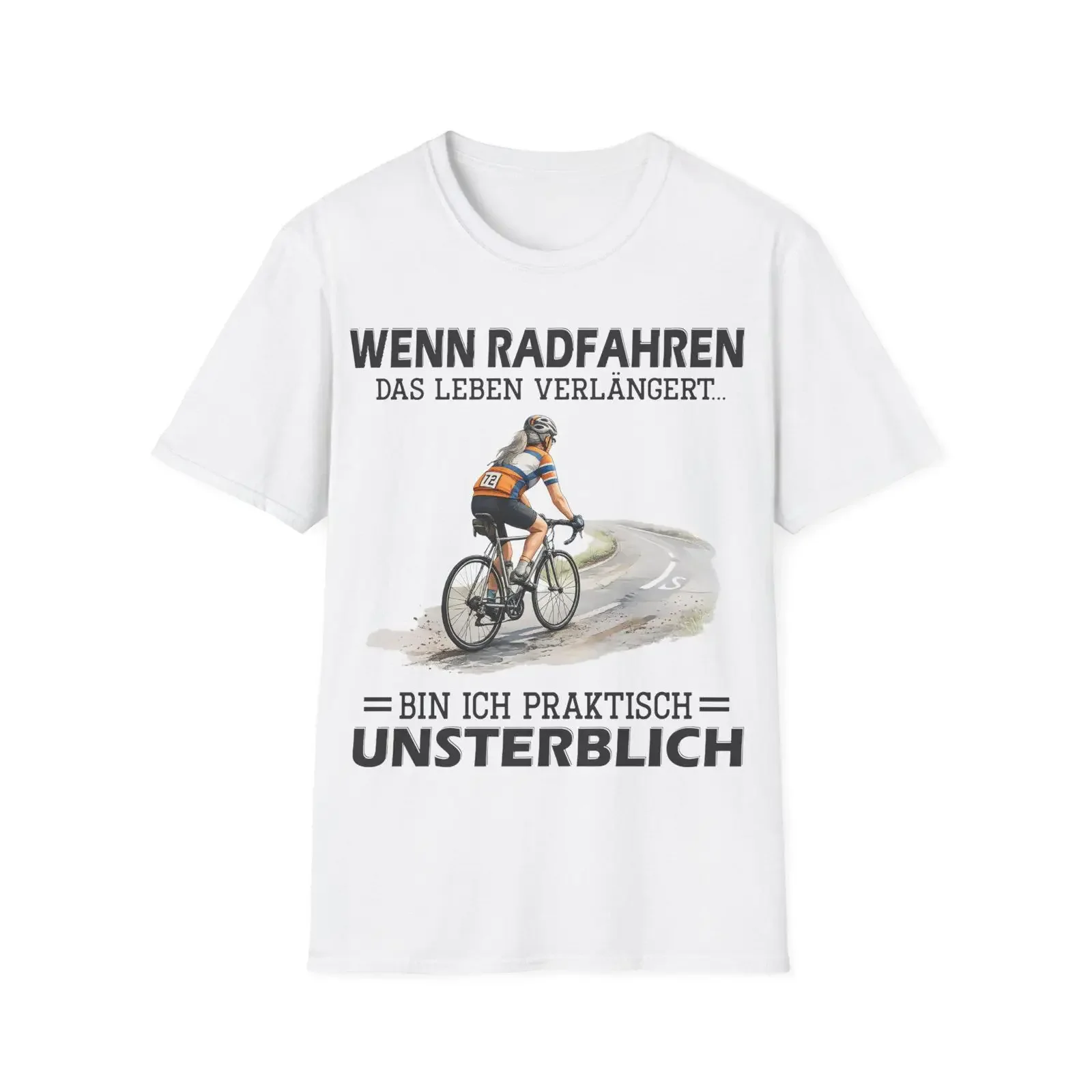 Wenn Radfahren das Leben verlängert T Shirt Fahrradfahrer Illustration vintage Washed Stylish Versatile streetwear Slightly