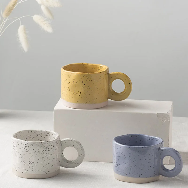 

Korean ins wind splash ink mug high value irregular ceramic cup tea drinking cup home coffee cup.