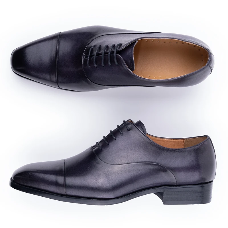 Zapatos de negocios de éxito para hombres, cuero puro, elegante, Oxford de alto grado, Natural, hecho a mano, vestido Formal, traje de fiesta de