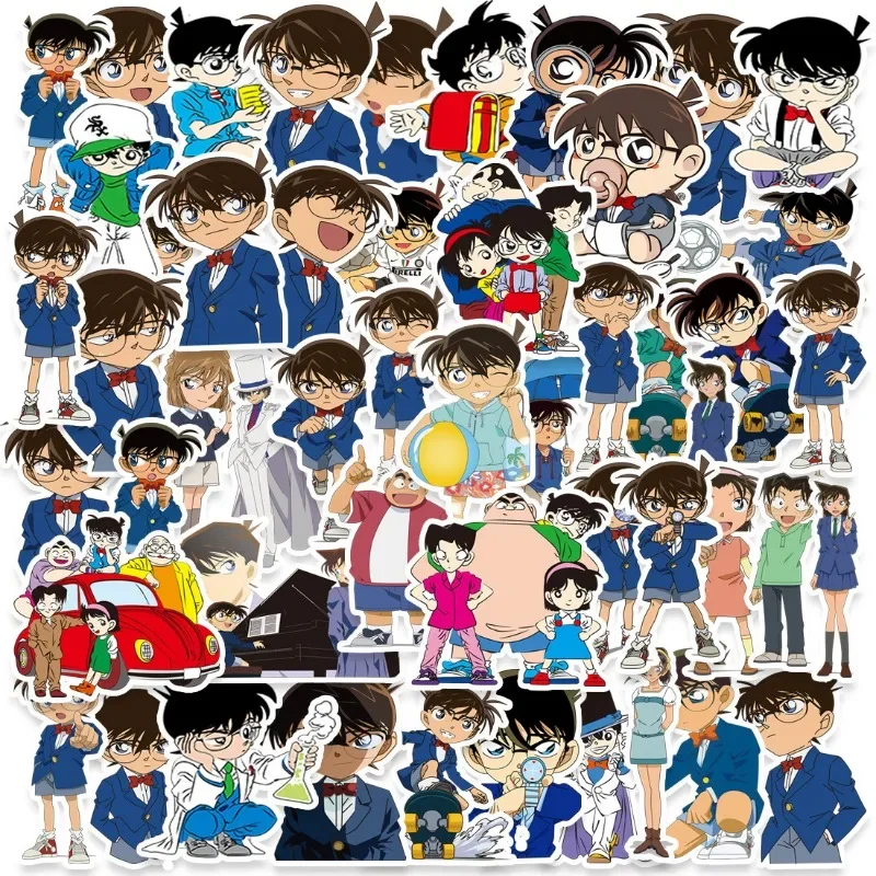 New Bandai Detective Conan Anime Peripheral Cartoon Self-adhesive Sticker Mobile Phone Luggage Waterproof Sticker 50/60/70pcs