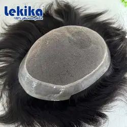 Australia Toupee Lace Pu Base Human Hair Lace Wigs V-LOOP Hairline Men Capillary Prosthesis Indian Human Hair Wig for Men Toupee