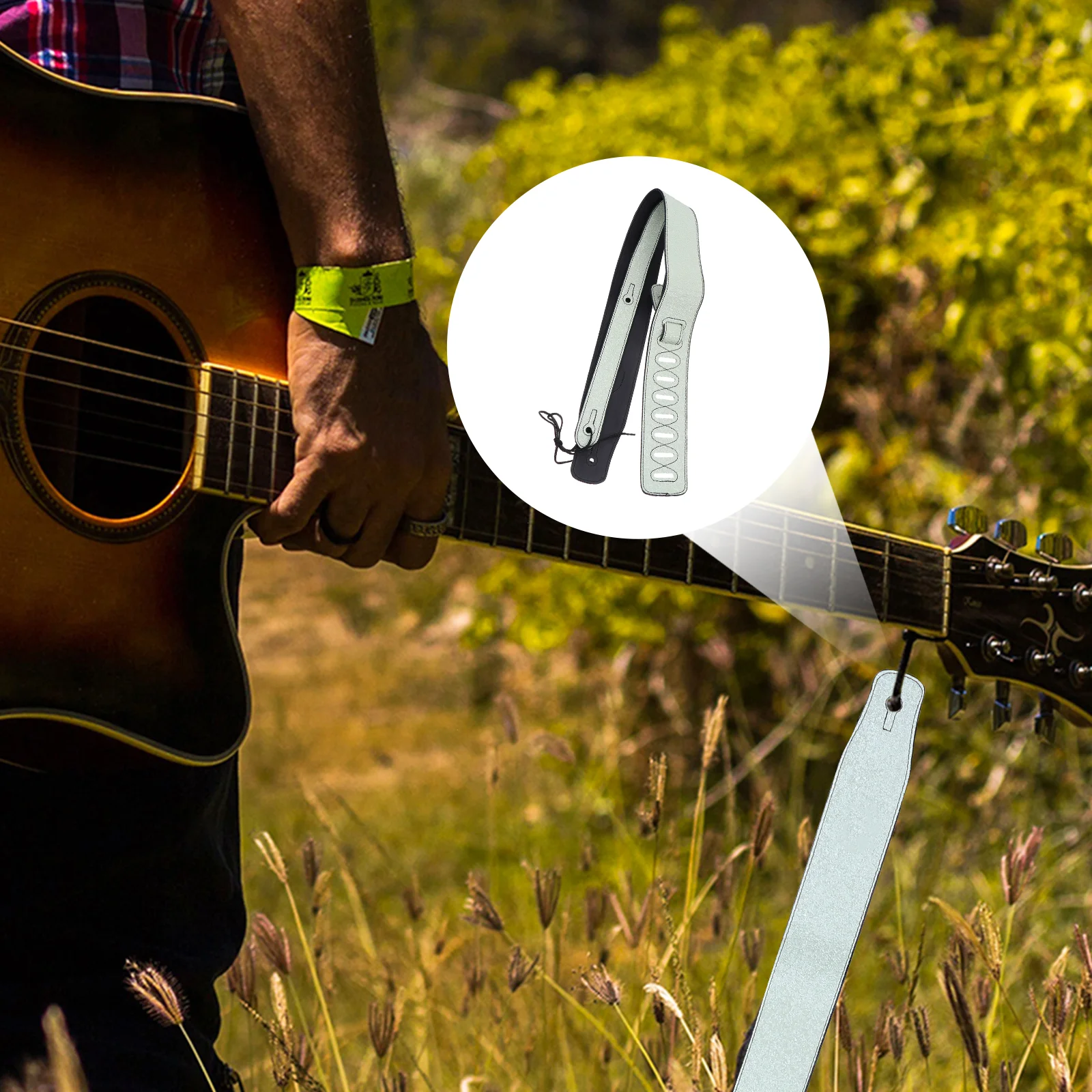

Classical Guitar Strap Accessories Belt Buckle Vintage Straps Light Green Pu