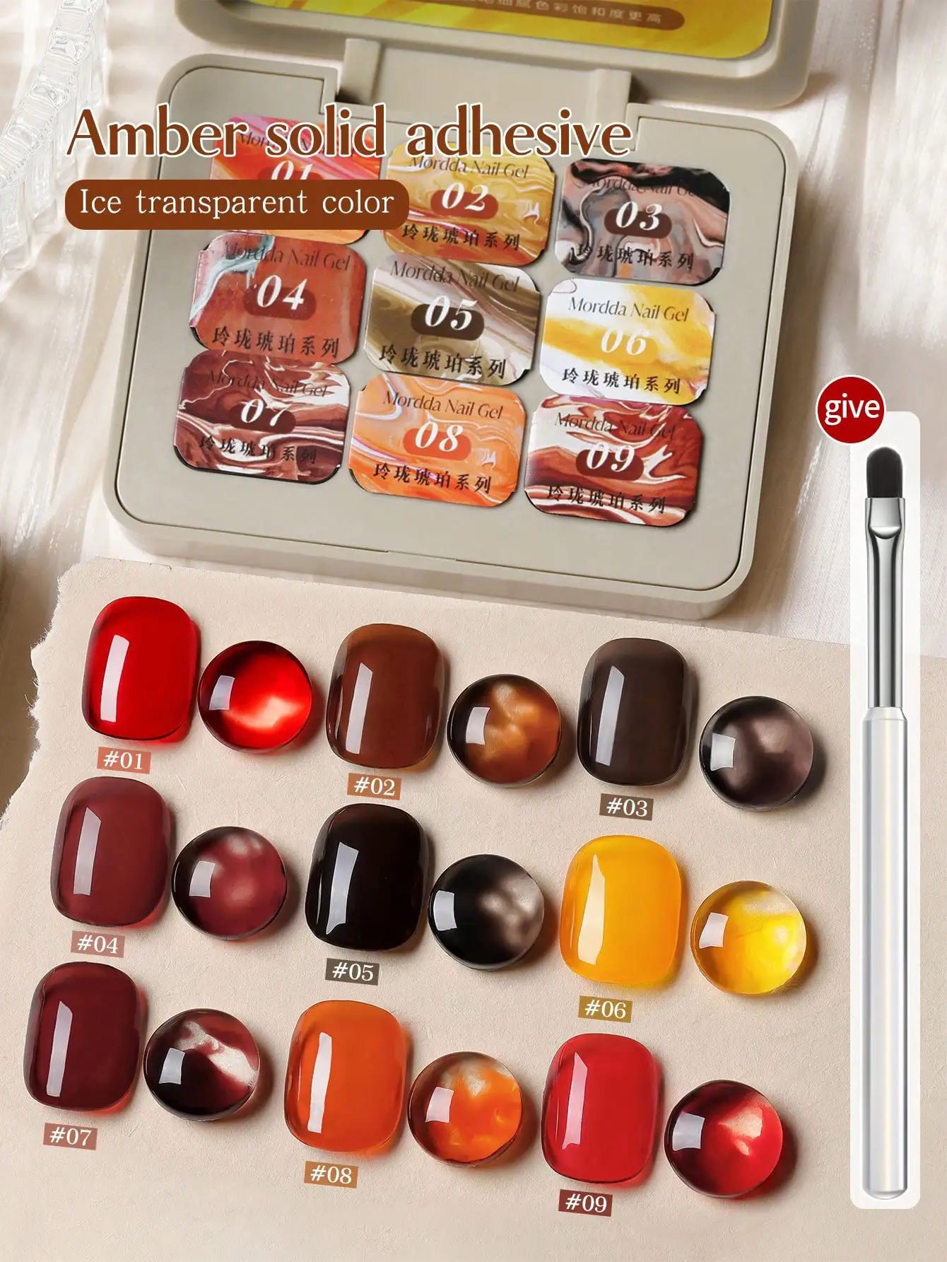 MORDDA 9 Uds esmalte de uñas de Gel sólido ámbar gradiente hielo transparente remojo UV LED Gel de Arte de uñas para salón de uñas de otoño DIY