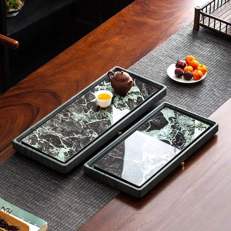 Stone Hospitality Tea Tray Living Room Rectangle Long Chinese Valet Office Tableware Tea Tray Luxury Bandejas Home Products