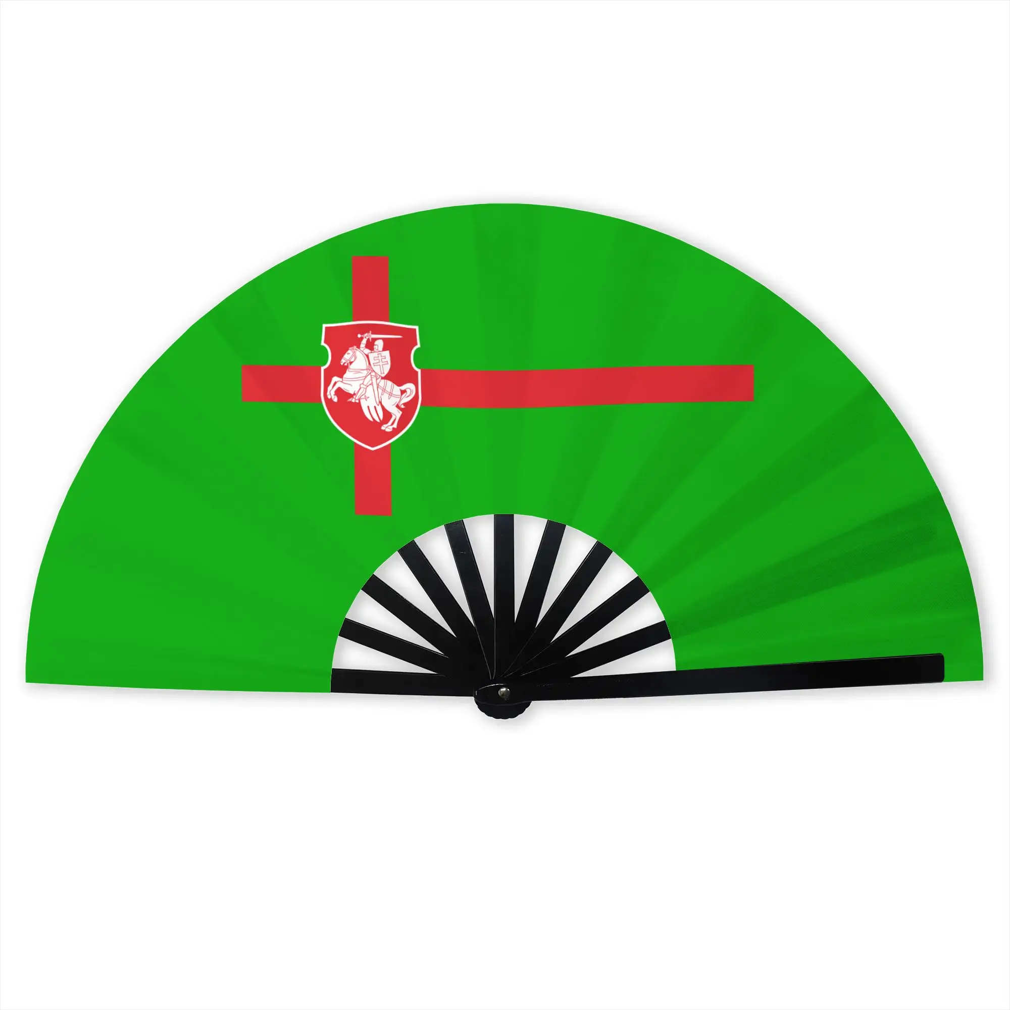 Coat of Arms Belarus Flag Stylish Hand Fan Women Belarusian Patriotic Printed Polyester Fan Vintage For Sports Events Gift