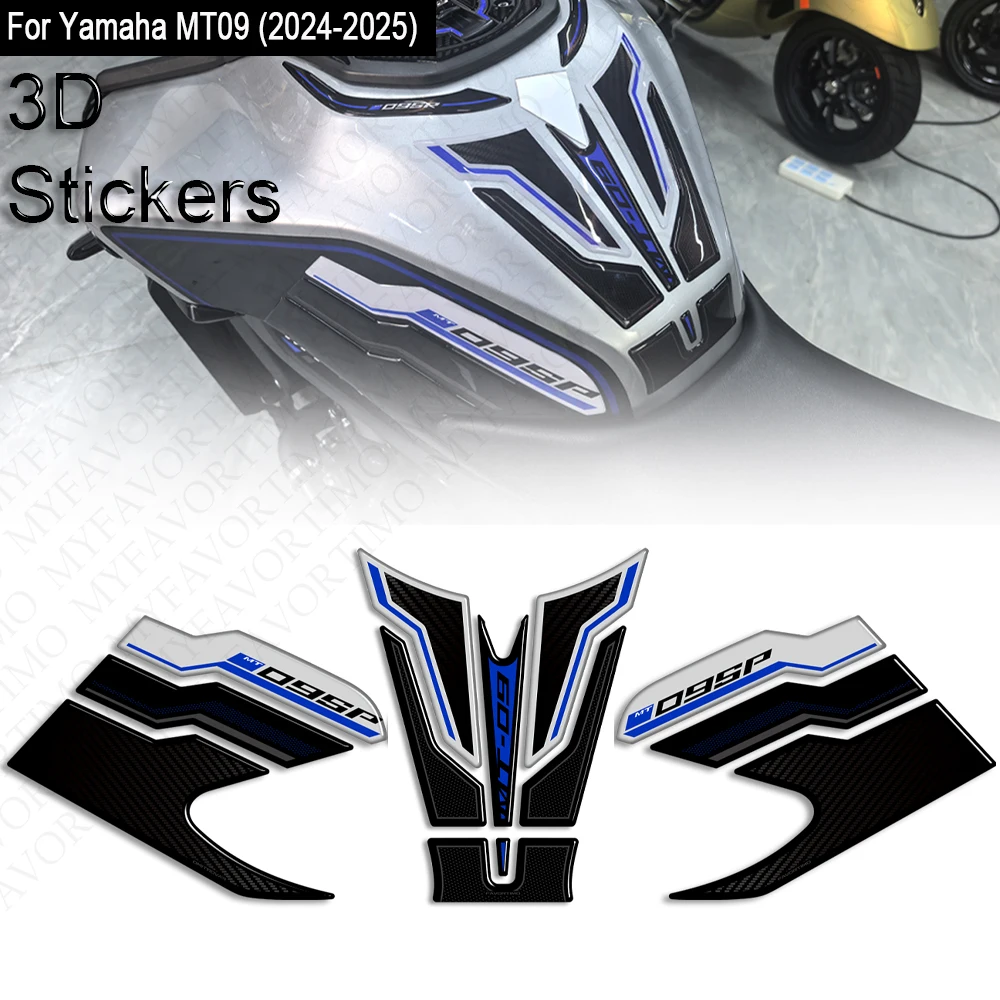 

Tank Pad Stickers Fuel Tank Protection Decals Fairing Front Fender 3D Resin Stickers Kit For Yamaha Mt09 MT-09 MT 09 2025 2024