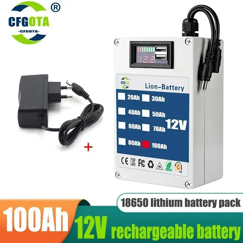 

100% brand new DC 12V 100AH lithium-ion fast battery: It is a large capacity multi-purpose rechargeable battery