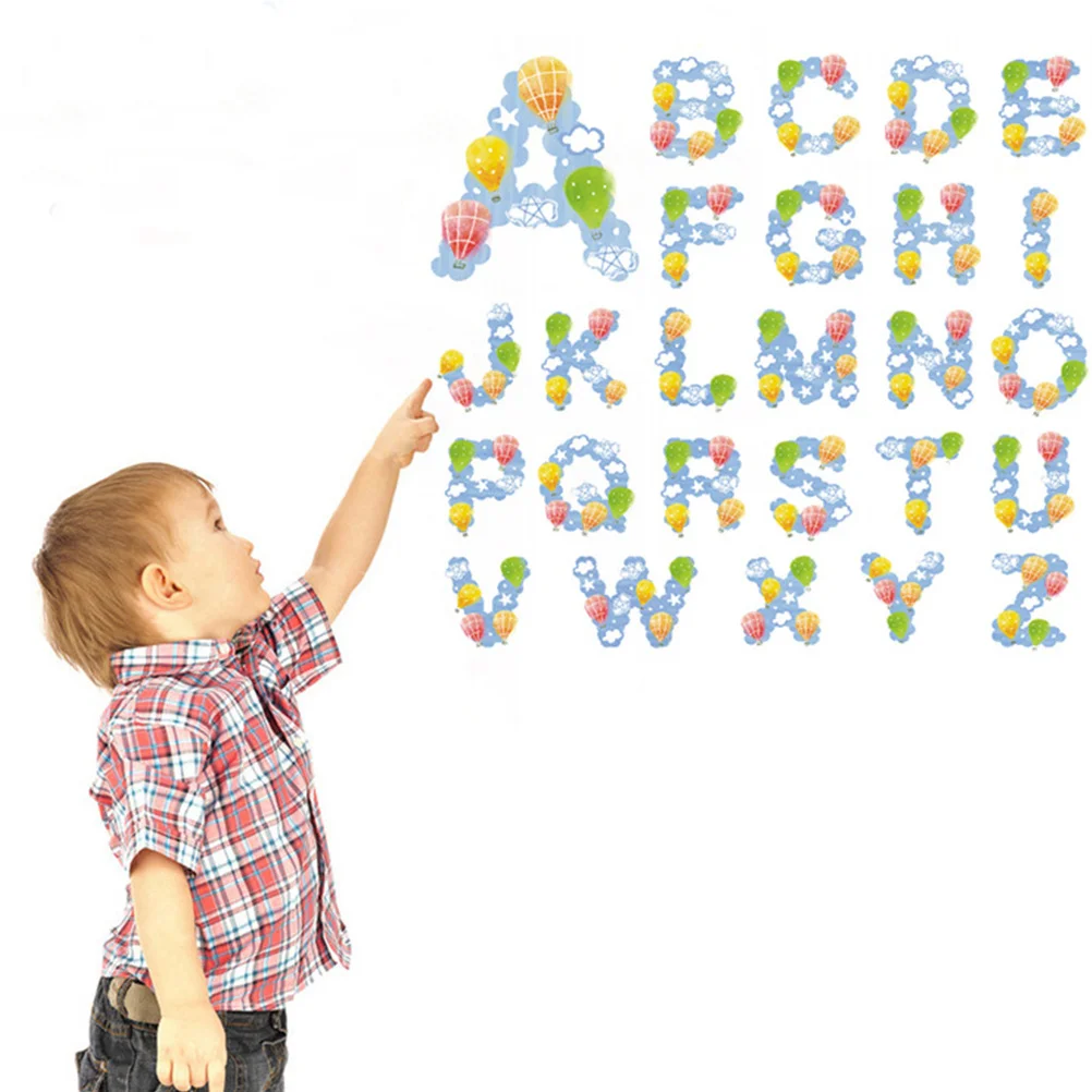 

2 Sheets Hot Air Balloon Alphabet Wall Sticker High Quality PVC Decorative Sticker for Bedroom Living Room Unique Wall Decal