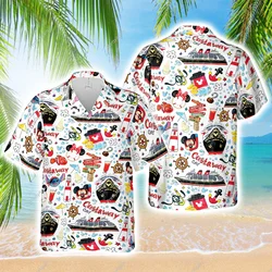 Camisa hawaiana con estampado de Disney Cruise para hombre y mujer, camisa de manga corta con botones, camisa hawaiana de Mickey