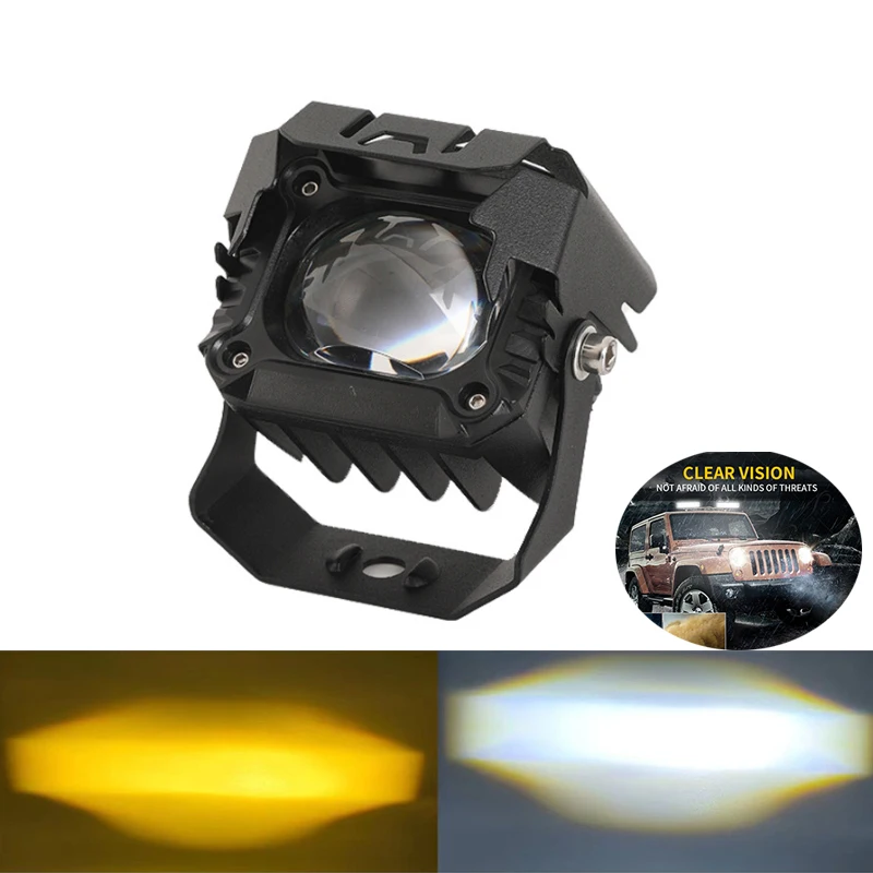 

3-дюймовая Светодиодная лампа для вождения, двухцветная, 16000LM ATV, скутер для дополнительной прожекторной фары, мотоциклетная противотуманная модель для ATV SUV