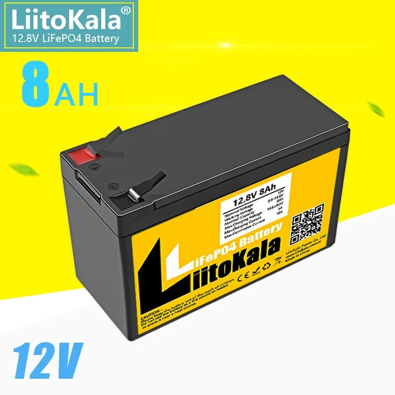 

1-5pcs LiitoKala 12V 8Ah Lifepo4 Battery Pack Deep Cycle Rechargeable 12.8v Battery Build in BMS for RC Toys Energy Storage