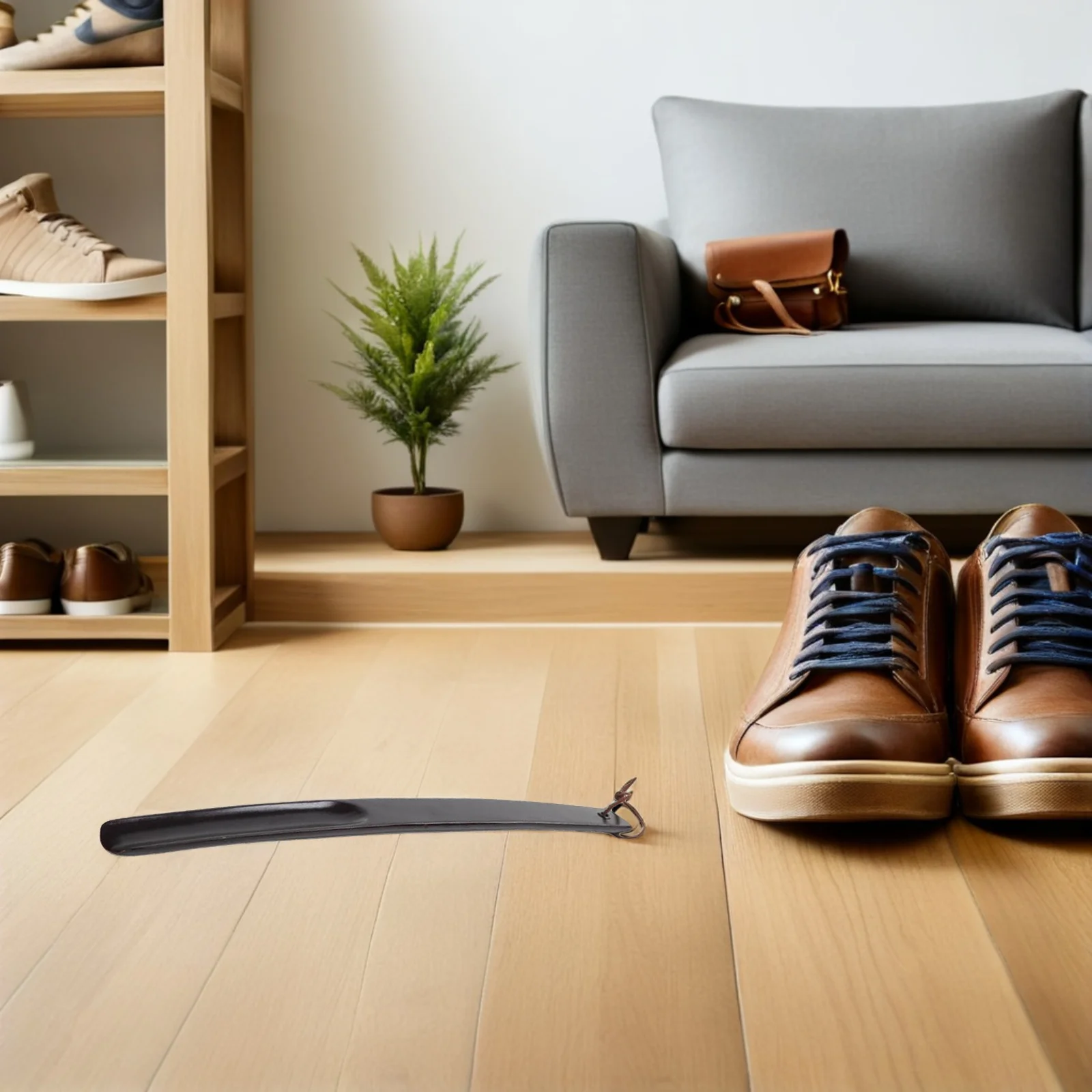 

1pc Solid Wood Shoehorn Long Handle Lightweight Portable Shoe Horn Stick for Easy Wearing Durable Smooth Surface Home Use Senior