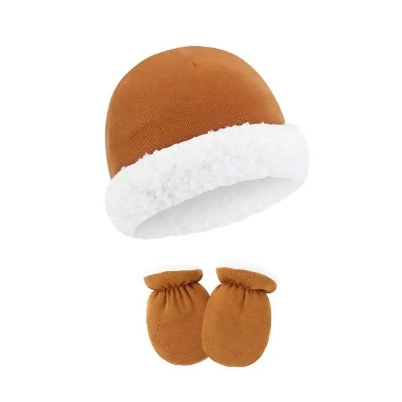 

U13F Breathable And Warm Newborn Hat And Gloves Set Make Of High Quality Fabric Mittens Cap For Infant