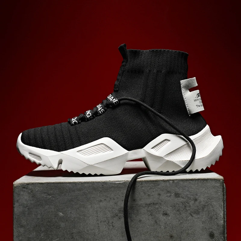 High Top Running Shoes for Men Socks Sneakers Men Knit Upper Breathable Sport Shoes Sock Boots Man Shoes Zapatillas De Deporte