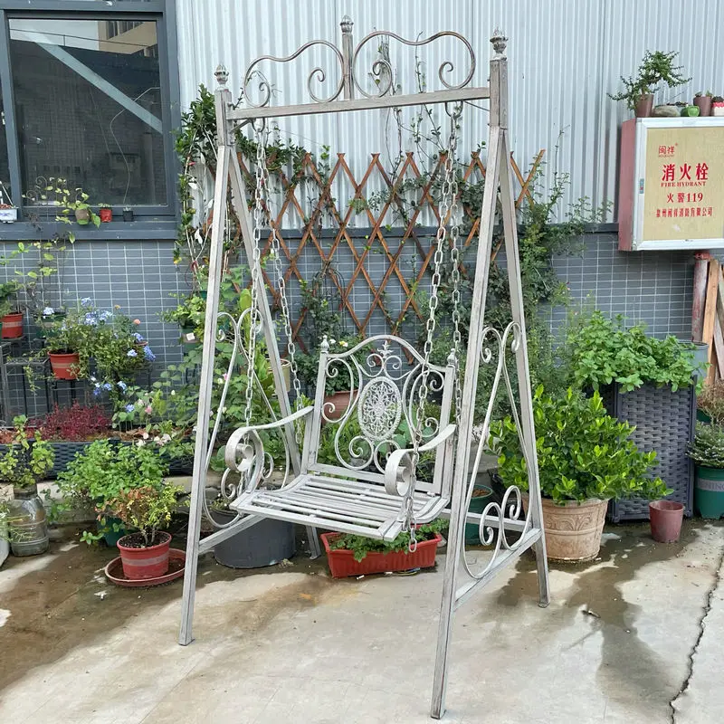 

Vintage wrought iron, outdoor swing, garden, balcony, terrace, indoor courtyard, single and double hanging baskets