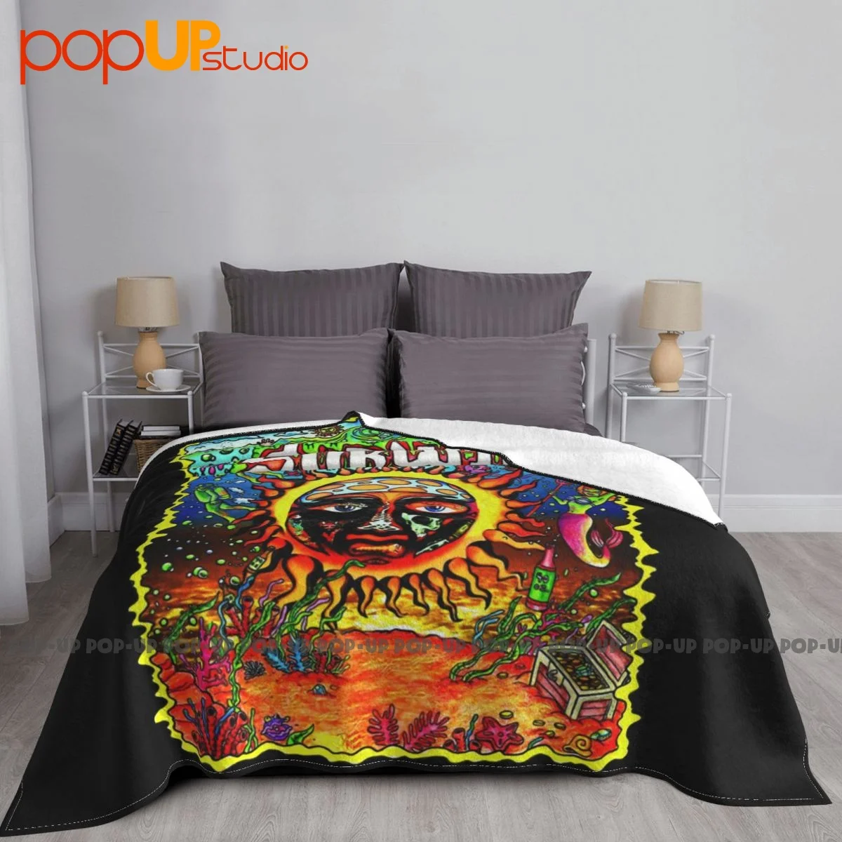 Sublime Band Under The Sea Sun Logo Blanket Sheet Raschel Microfiber Faux Fur Throw Family Expenses