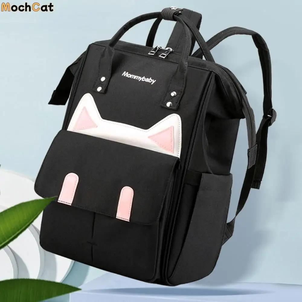 

Oxford Cloth Cat Ear Mommy Backpack Large Capacity Multifunctional Baby Diaper Bag Wear-resistant Portable Mommy Shoulder Bag