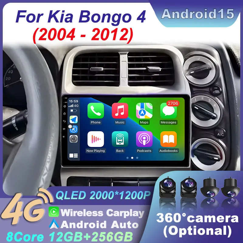 

Car Navigation BT Multimedia Radio Audio Player Wireless Video CarPlay DSP Stereo Split Screen for Kia Bongo 4 2004 -2012 GPS BT