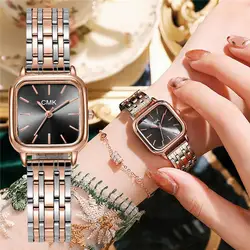 Hot Sale Women's Steel Strap Square Simple Scale Dial Quartz Watch Straight Women's Wristwatch