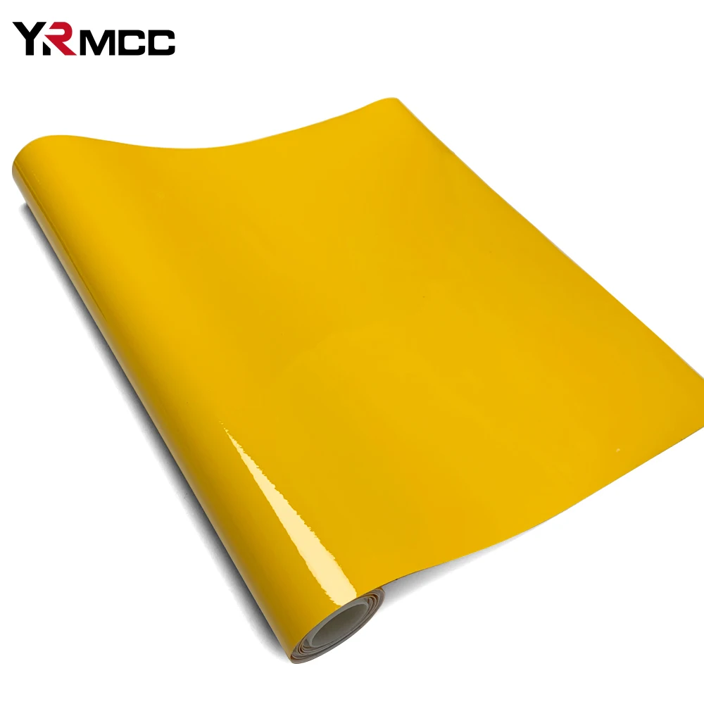 Glossy Motorcycle Stickers Waterproof Car Stickers Vinyl Wrap Film Self Adhesive Yellow Decoration DIY Film for Car Accessories