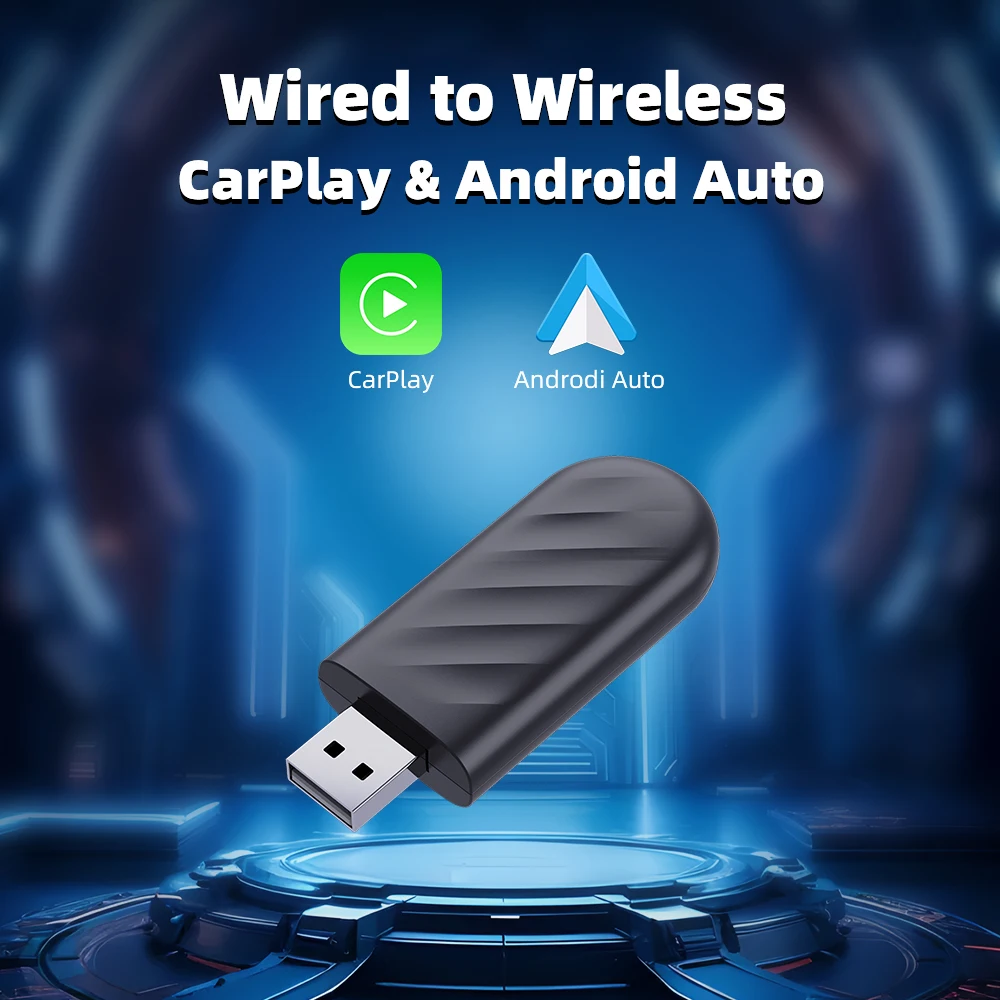 2in1 Wired to Wireless CarPlay Ai Box Android Auto Adapter Universal Smart Mini Box WiFi Fast Connect With USB Plug and Play