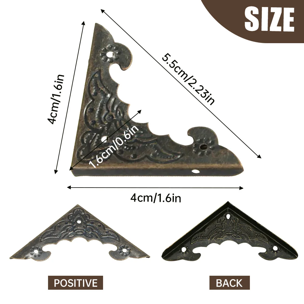 12Pcs Antique Corner Protector Brass Decorative Jewelry Chest Wine Gift Box Wooden Case Corner Brackets Box Angle Protect Cover