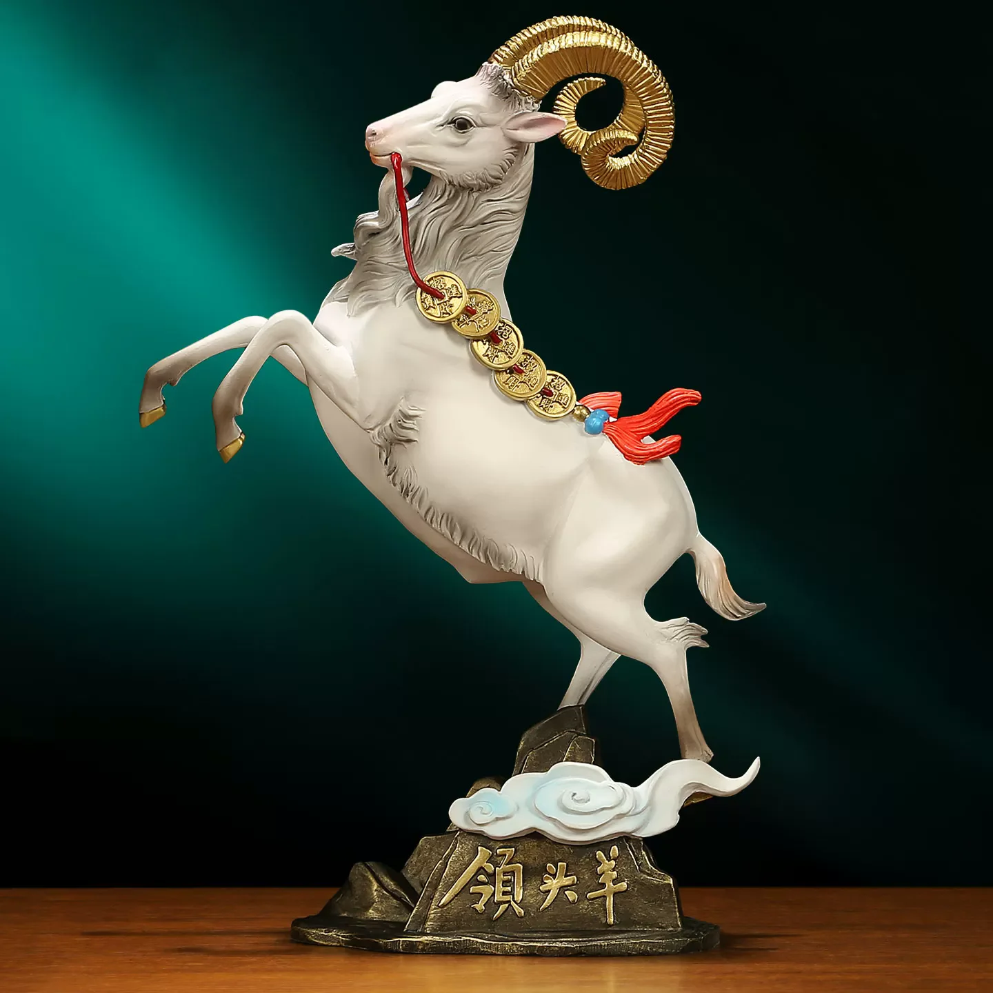 Goat Zodiac Brass Statue, Prosperity Symbol for Office Desk Decor, Luck Feng Shui Ornament for Home Business, Unique Housewarmin