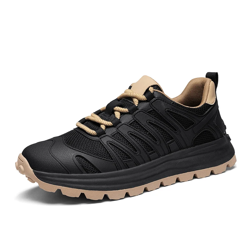 

Trendy and versatile men's breathable fly woven mesh sports shoes, motorcycle thick soled casual men's shoes