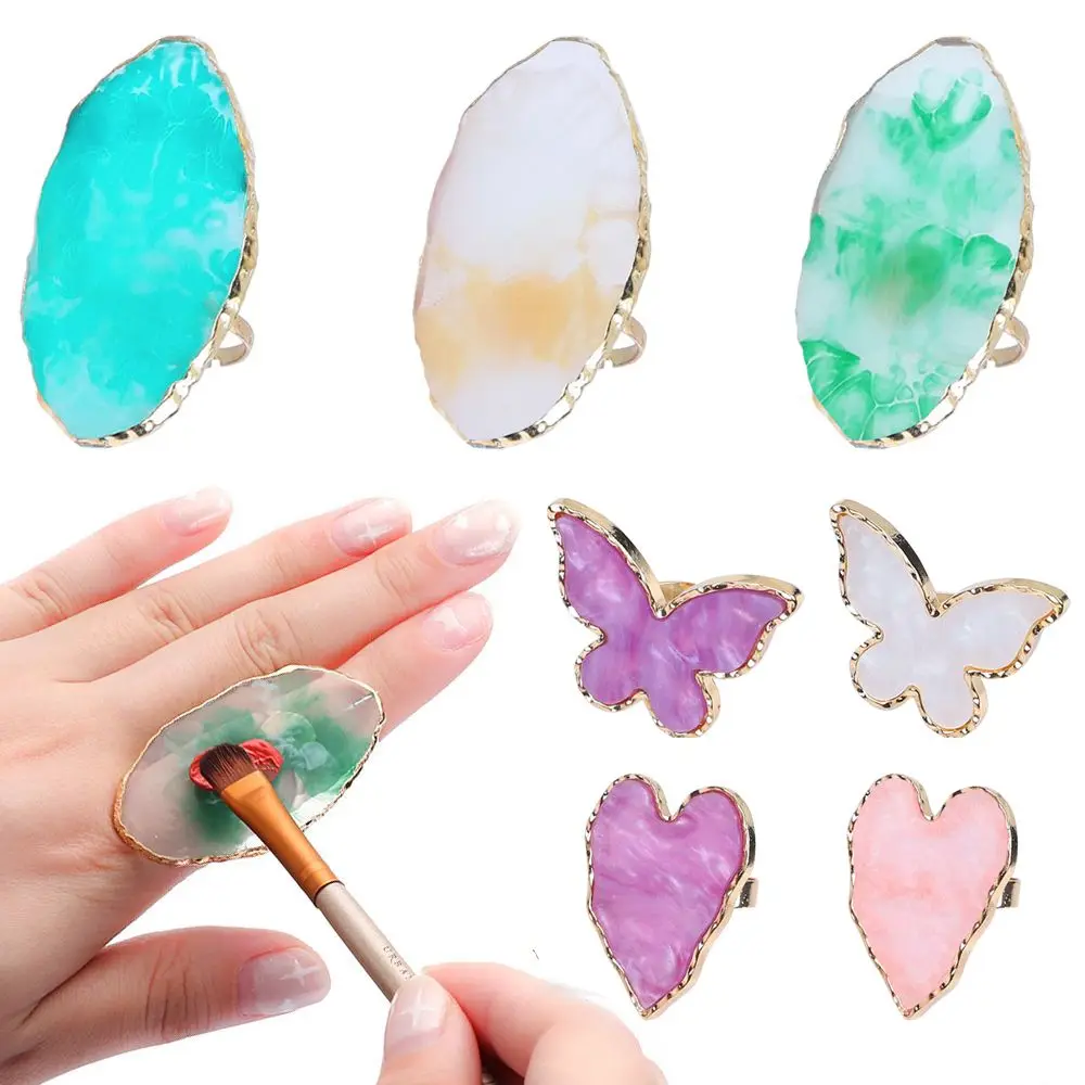 

Rim Agate Finger Ring Painting Palette Foundation Mixing Nail Art Plate Tips Pigment Holder Nail Display Stand Nail Art Palette