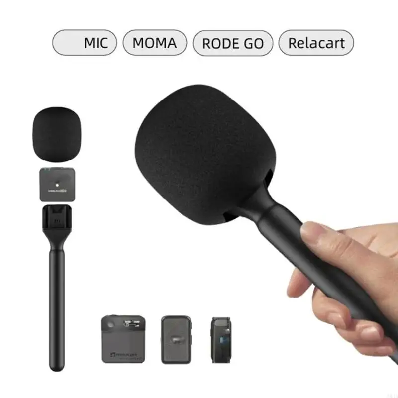 J60a agarre manejo micrófono ergonómico con esponja a prueba viento para micrófono MIC/Rode GO/Relacar