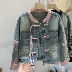 2024 Design Sense Denim Jacket donna primavera e autunno nuovo popolare Online Celebrity Jacket Fashion Pocket comodo Denim