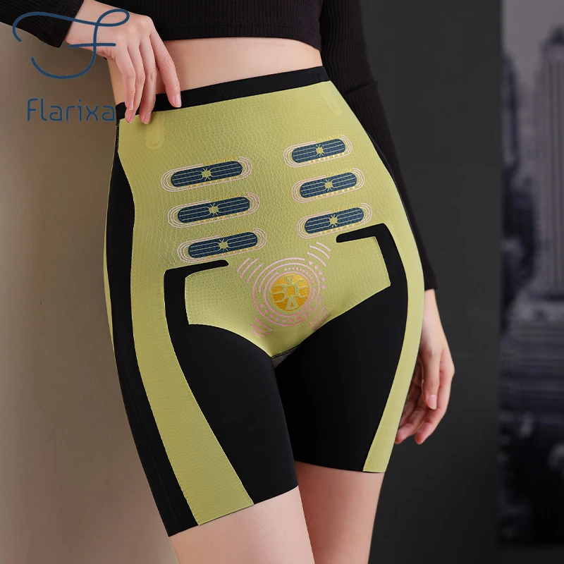 Flarixa High Waisted Hip Lifting Tummy Tuck Pants Women\'s Sports Safety Bottom Pants Yoga Pants