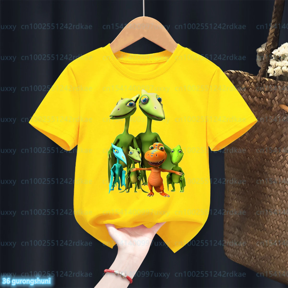 

Funny kids t-shirt cute Dinosaur Train cartoon t shirt fashiona hip-hop boys t-shirt autumn shirt top casual boy yellow shirt