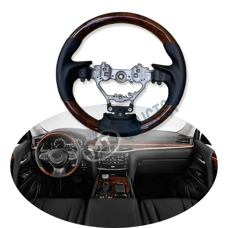 Maictop Car Accessories Interior Kit Peach Wood Black Steering Wheel For Lx 570 Lx570 2018