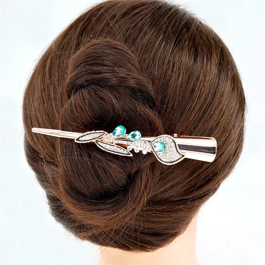 New flower crystal Metal Non-slip Crocodile Clip Hair Clip Hairdressing Styling Tool Hair Styling Accessories Women Barrettes