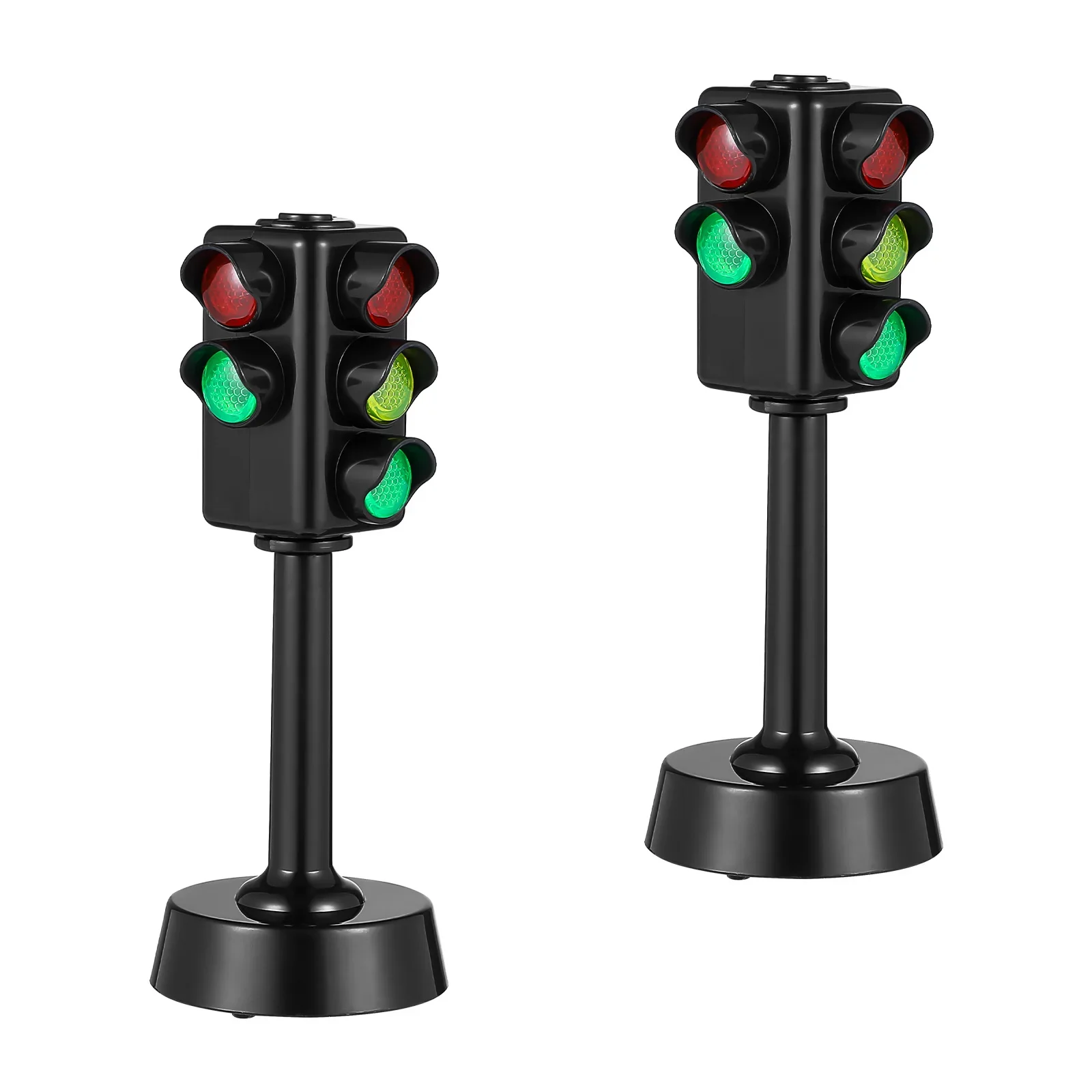 2pcs Kids Playset Traffic Sign Toy Model Stop Light Model Puzzle Toddlers Educational Toy Tabletop Miniature Signal Lamps