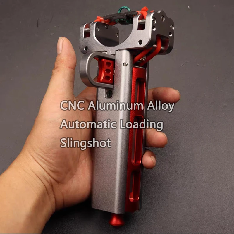 1pcs Creative Outdoor Portable EDC Aluminum Alloy Automatic Loading Rapid Fire Slingshot Camping Hiking Hunting Tool