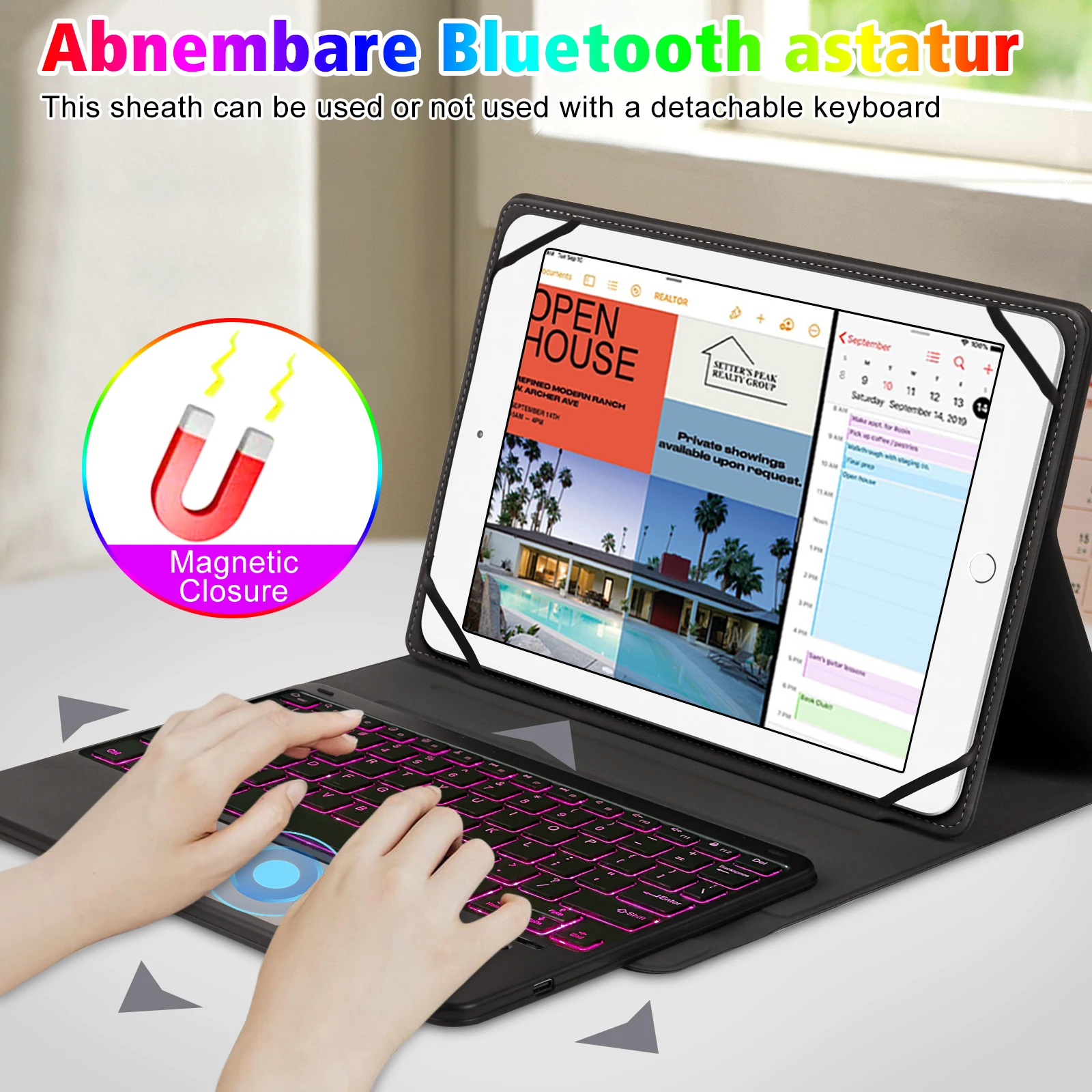 Uniwersalny pokrowiec ochronny na tablet 9-11 cali Touchpad Skórzany pokrowiec na klawiaturę zgodny z Bluetooth
