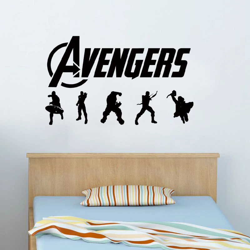 The Avengers Vinyl Sticker For Boy Bedroom Wall Decoration , Cartoon Super Hero Mural Decals For Laptop Car Window Decor