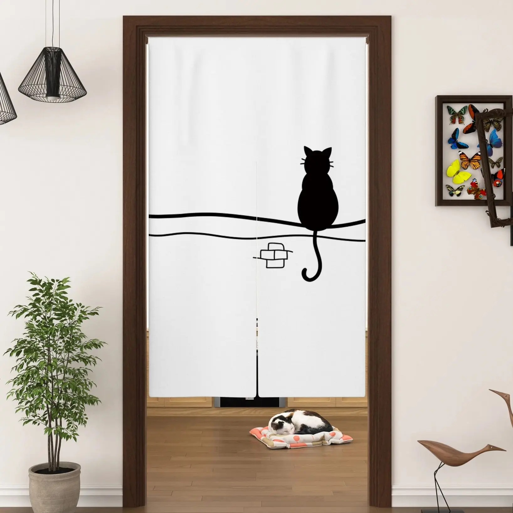 

Hand Painted Cats Japanese Noren Door Curtain Black Cat Living Room Bedroom Partition Curtain Japanese Feng Shui Half Curtain