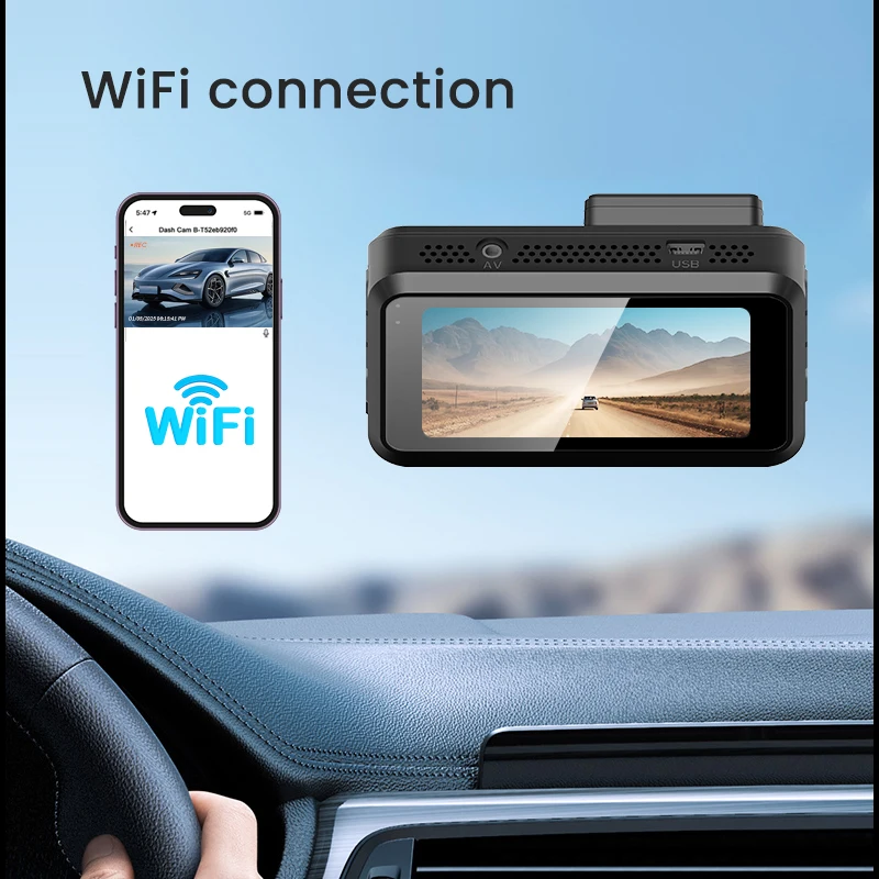 3 inch HD Display Wifi 2K+1K double Recording LCD Screen High Definition DVR Night Vision 1080p Cam Dual Lens Loop Recording