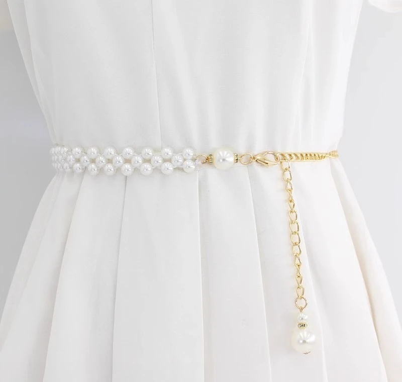 

2025 New Versatile Decorative Pearl Metal Waist Chain Women's Fringed Chain with Dress Pants Beaded Belt