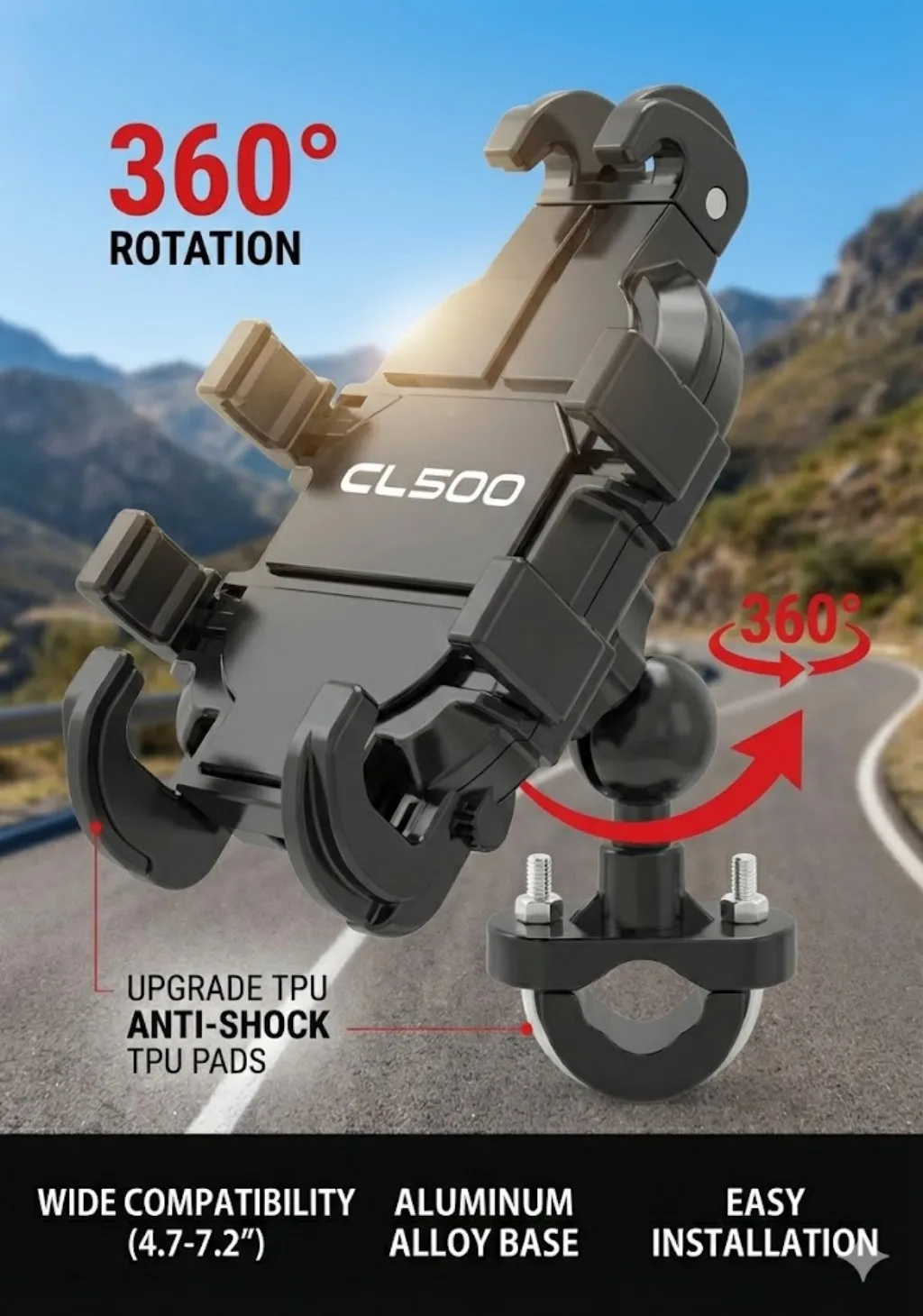 

High-quality shock-absorbing motorcycle phone holder For HONDA CL500 CL 500 CL-500 cl500 2020 2021 2022 2023 2024 2025 2026