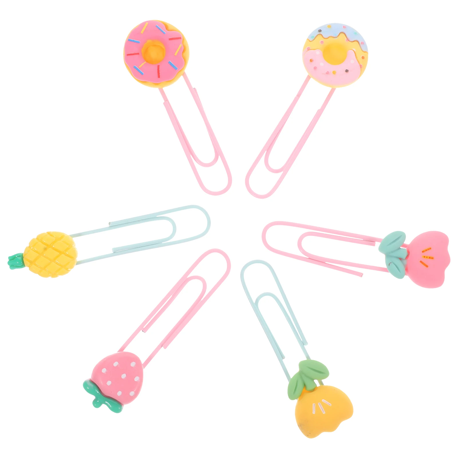 Multi-use Paper Clips Office Supplies Unique Shaped Cartoon Fruit Bookmarks Colored Large Paperclips Sturdy Material Practical