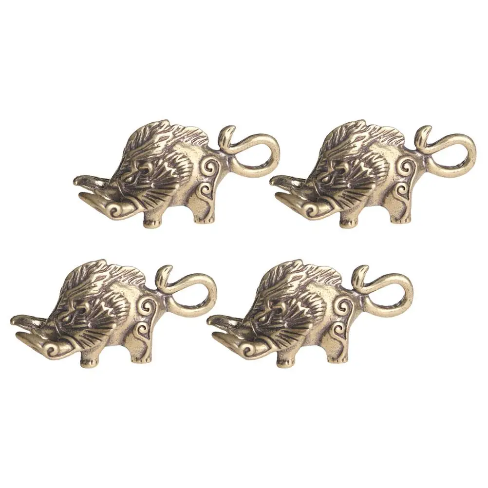 

4 Pcs Charm Decorative Keychain Decor Decorative Brass Boar Animal Pendant DIY Jewelry AccessoryVintage Key Embellishment
