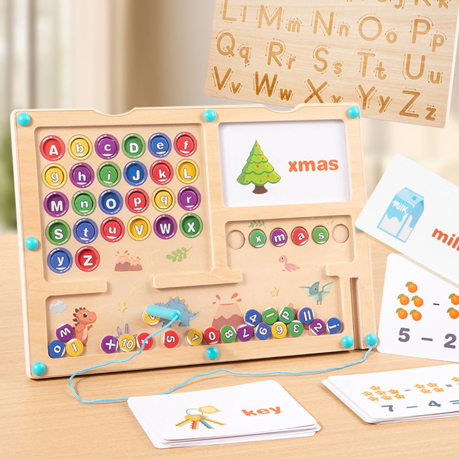 Magnetic Maze Board Wooden Montessori Educational Math Toy Counting Game for Toddlers Fine Motor Skills Learning Gift