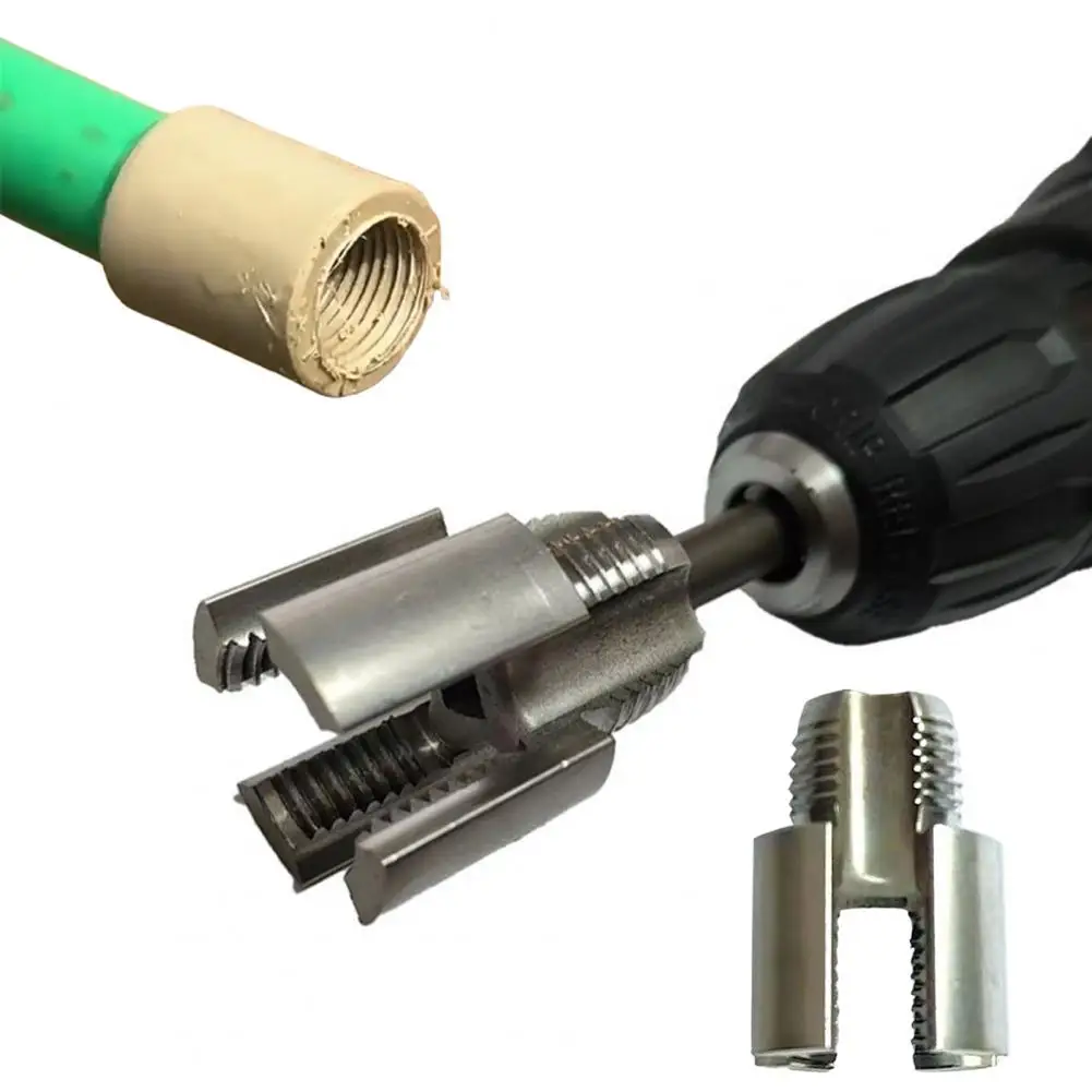 PVC Pipe Threader Kit Electric Drill Compatible 1/2'' 3/4'' Internal External Rethreading Maker Pipe Thread Cutting Tool