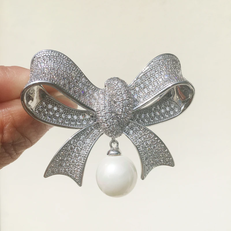 Mother Of Pearl Brooch Bowknot Style For Women Fashion Jewelry Suit Cute Romantic Female Gift Free Shipping