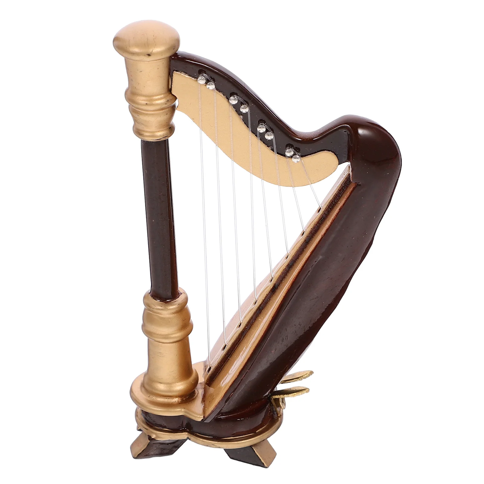 

Mini Harp Living Room Decoration Ornament Model Shelf with Case Glue Musical Instrument Miniature