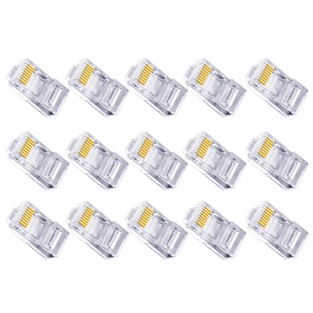 100Pcs Rj45 Connector Ethernet Cable Crimp Plug for Cat6a Cat6 Cat5e Stranded Solid Wire High Durability Pc